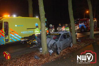 45 km-auto komt tot stilstand tegen boom Ottenweg Oldebroek - © NWVFoto.nl